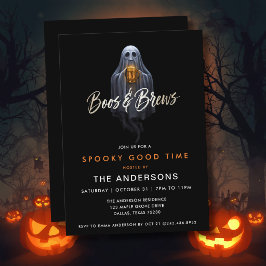 Invitación Black Boos & Brews Fantasma Halloween
