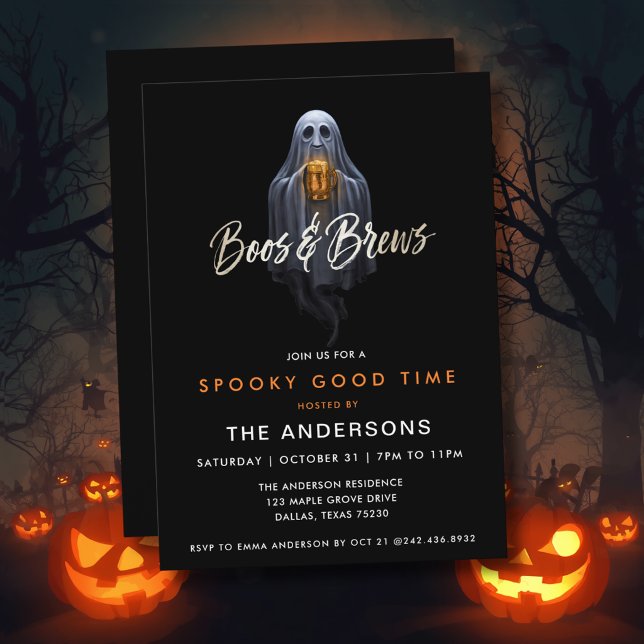 Invitación Black Boos & Brews Fantasma Halloween (Subido por el creador)