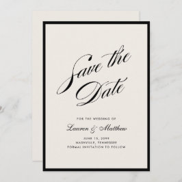 Invitación Black Border Ivory Modern Save the Date