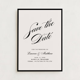 Invitación Black Border Ivory Modern Save the Date