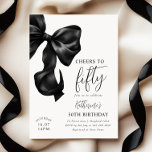 Invitación Black Bow 50th Birthday<br><div class="desc">Coquette Black Bow Invitación a los 50 años</div>