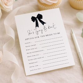 Invitación Black Bow Advice for Bride Bridal Shower Game Card
