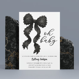 Invitación Black Bow Baby Shower Coquette Bow