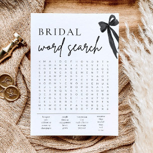 Invitación Black Bow Bridal Shower Word Search Game