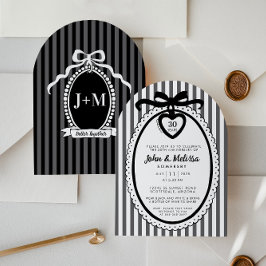 Invitación Black Bow Coquette Anniversary Party Invitation