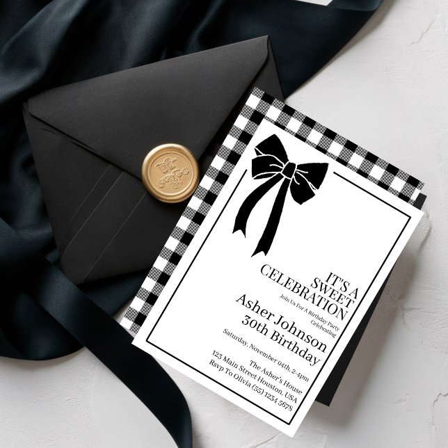 Invitación Black Bow Coquette Boy 30 cumpleaños Fiesta (Subido por el creador)