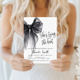 Invitación Black Bow Coquette Shes Tying Knot Bridal Shower