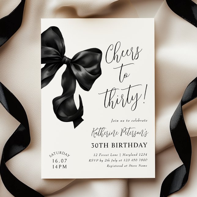 Invitación Black Bow cumpleaños 30 (Subido por el creador)