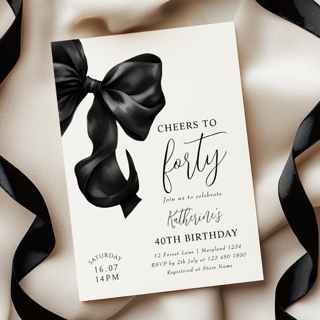 Invitación Black Bow cumpleaños 40 (Subido por el creador)