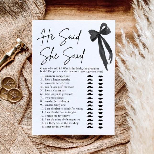 Invitación Black Bow Dijo Que Dijo Que Dijo Un Juego De Ducha (Subido por el creador)