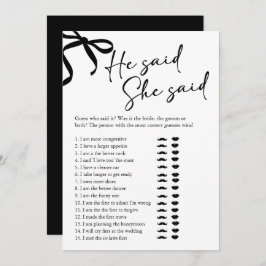 Invitación Black Bow Dijo Que Dijo Que Dijo Un Juego De Ducha