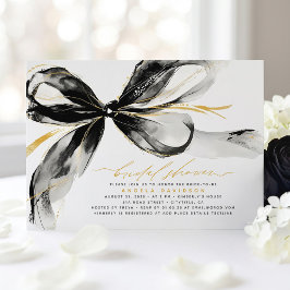Invitación Black Bow Elegant Romantic Modern Bridal Shower