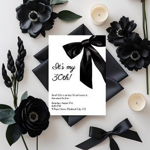 Invitación Black Bow "¡Es mi 30!" Cumpleaños divertida para a