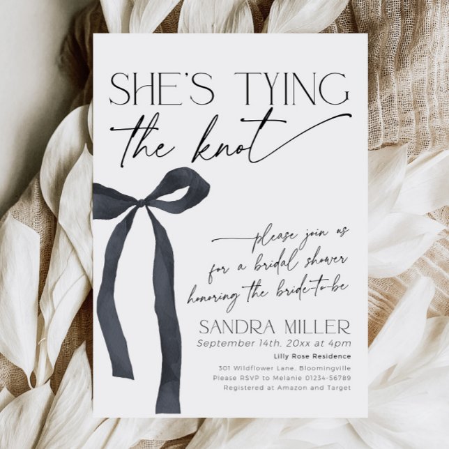 Invitación Black Bow Está atando el nudo Gótico Bridal Shower (Subido por el creador)