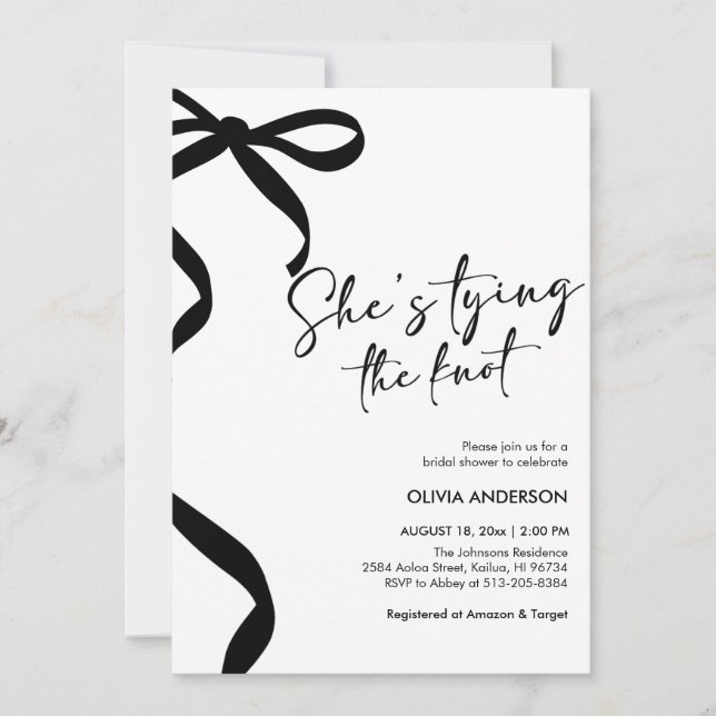 Invitación Black Bow está atando la ducha nupcial (Anverso)