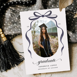Invitación Black Bow Graduation Open House Party Invitation