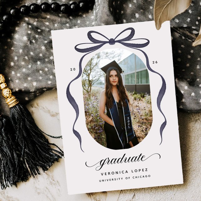 Invitación Black Bow Graduation Open House Party Invitation (Subido por el creador)