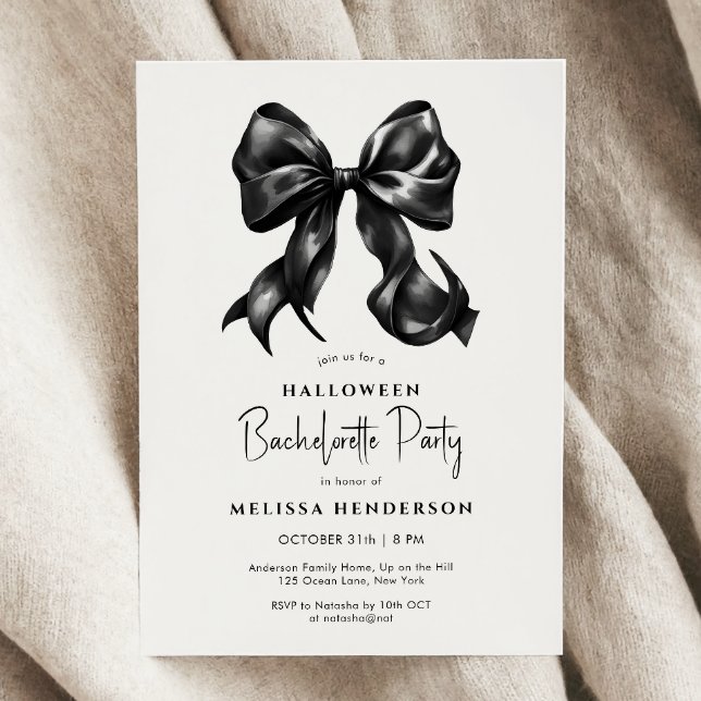 Invitación Black Bow Halloween Bachelorette (Subido por el creador)