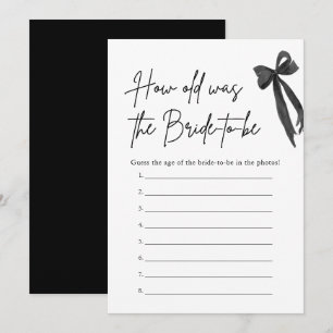 Invitación Black Bow How Old Was Bride Bridal Shower Game