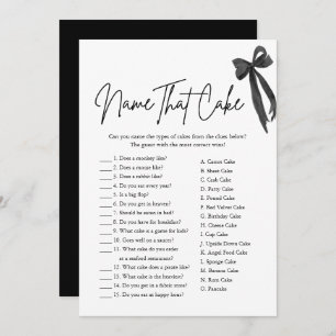 Invitación Black Bow Name That Cake Bridal Shower Game