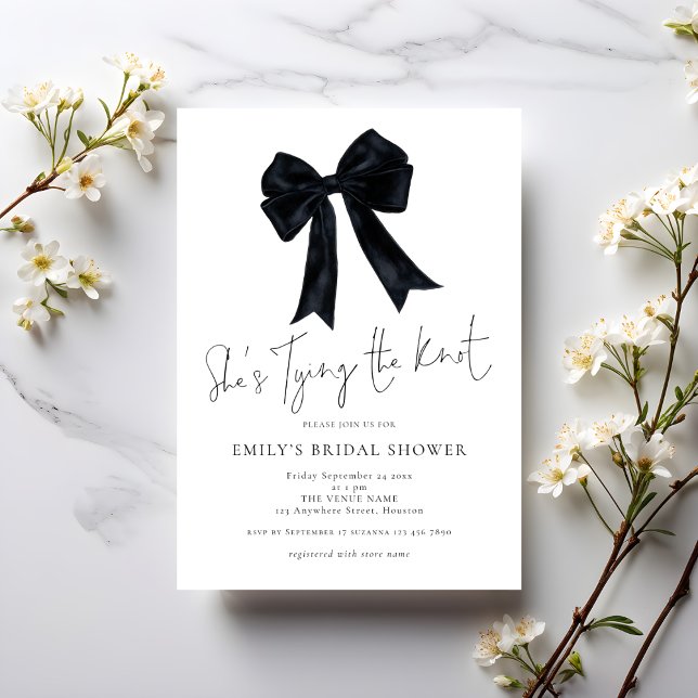 Invitación Black Bow She is Tying The Knot Bridal Shower (Subido por el creador)