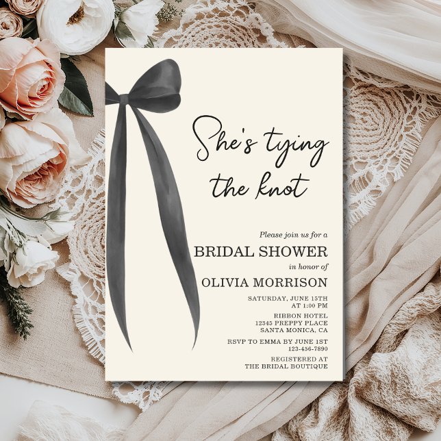 Invitación Black Bow She's Tying the Knot Bridal Shower (Subido por el creador)