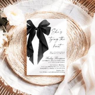 Invitación Black Bow She's Tying The Knot Bridal Shower