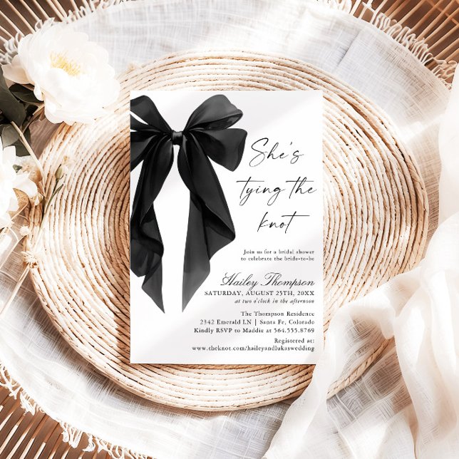 Invitación Black Bow She's Tying The Knot Bridal Shower (Subido por el creador)