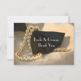 Invitación Black Bow Tie Pearls Boda Flat Gracias Nota