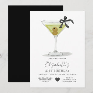Invitación Black Bow Un poquito más mayor Martini de aceituna