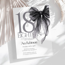 Invitación Black Bow Watercolor 18º cumpleaños
