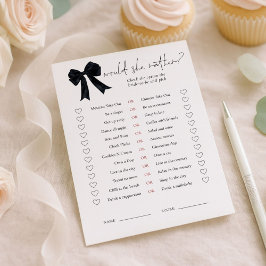 Invitación Black Bow Would She Rather Bridal Shower Game Card