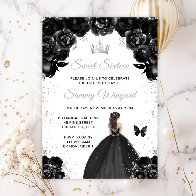 Invitación Black Brunette Hair Princess Sweet 16 (Subido por el creador)