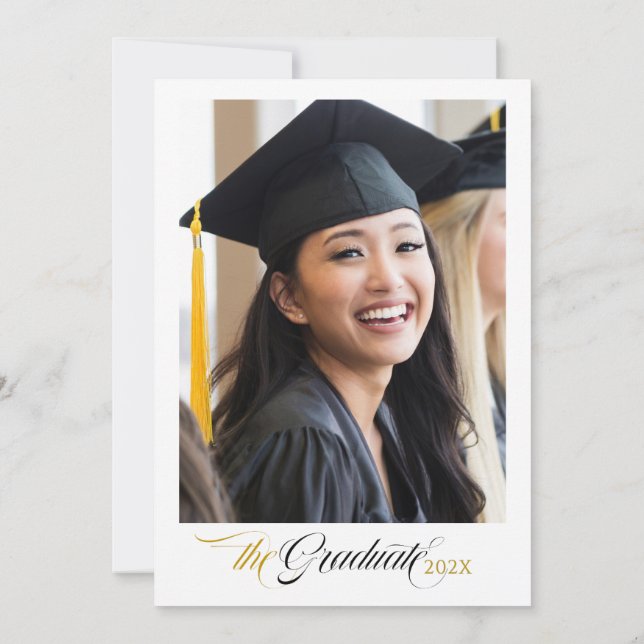 Invitación Black Calligraphy Custom Photo (Reverso)