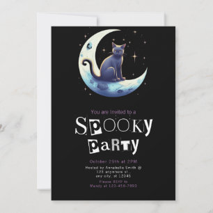 Invitación Black Cat Moon Halloween Minimalista moderno