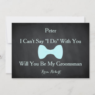 Invitación Black Chalkboard Bow ¿Serás mi Groomsman?