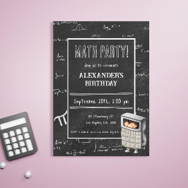 Invitación Black Chalkboard Mathemfolas Kid Cumpleaños