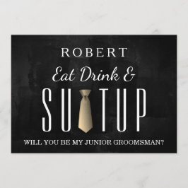 Invitación Black Chalkboard Suit-up ¿Serás mi padrino?