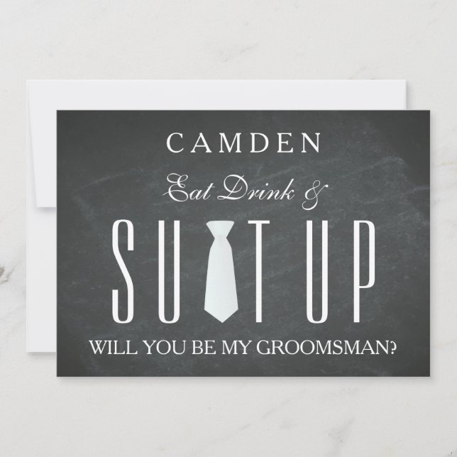 Invitación Black Chalkboard Suitup ¿Serás mi novio? (Anverso)