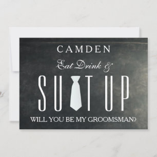 Invitación Black Chalkboard Suitup ¿Serás mi novio?
