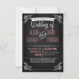 Invitación Black chalkboard wedding invitation