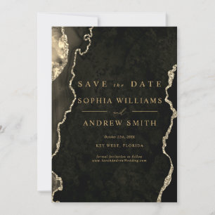 Invitación Black & Champagne Gold Modern Salvar la Fecha
