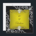 Invitación Black Chartreuse Gold 40th Birthday Fiesta<br><div class="desc">40 y fabuloso 40 Fiesta de cumpleaños Black Bright Chartreuse Gold Silver Fiesta Metalizado Chica. Elegante Classy Todo Ocasión Fiesta invitaciones a plantilla</div>