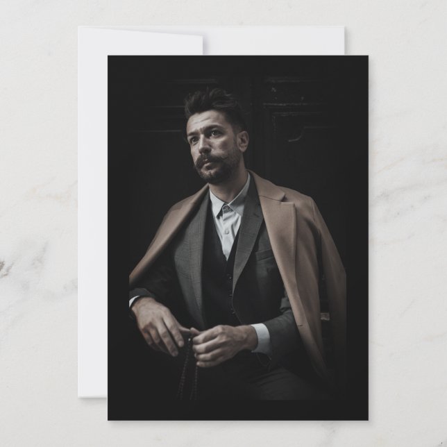 Invitación Black Classic Photo Funeral Celebración de la Vida (Reverso)