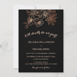 Invitación Black Copper Floral | Goth Wedding