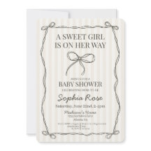Black Coquette Bow Beige Strige Baby Shower