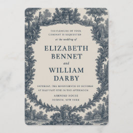 Invitación Black & Cream Toile Wedding Invitation – Old World