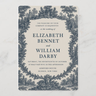 Invitación Black & Cream Toile Wedding Invitation – Old World
