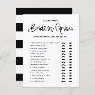 Invitación Black Cute Modern Caligraphy Bride o Groom Game