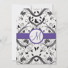 Invitación Black Damask Mariposa Swirls Boda Roja Invita